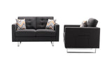 Victoria - Linen Fabric Living Room Set With Metal Legs, Side Pockets, And Pillows