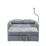 53.9" Modern Loveseat Pull-out Sofa Bed with Adjustable Backrest ,Two Cup Holders, Phone Holder, Three Charging Ports and Side Storage Pocket , Beige