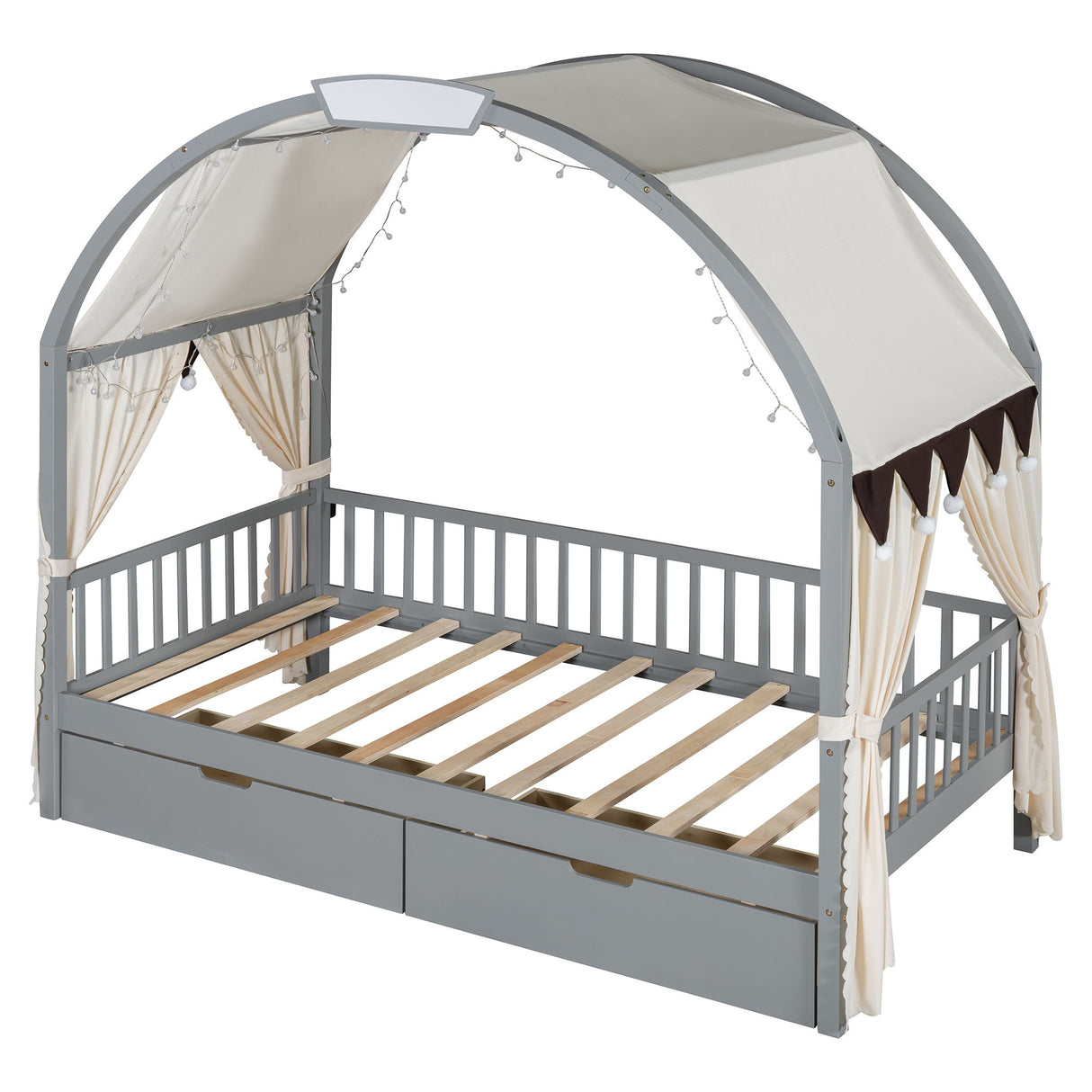 Bed With Arched Roof And 2 Drawers