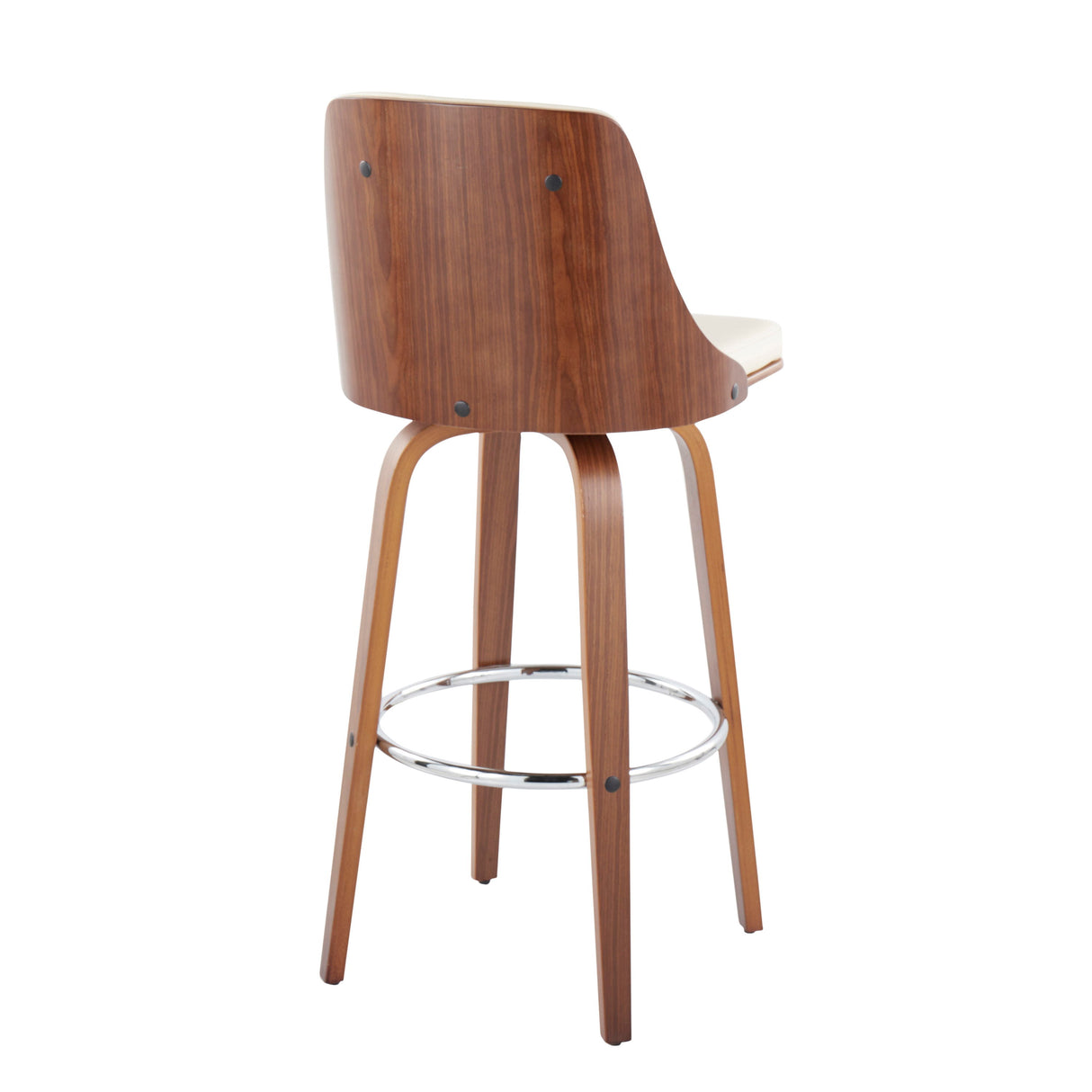 Gianna - Mid Century Modern Fixed Height Barstool With Swivel With Round Footrest (Set of 2)