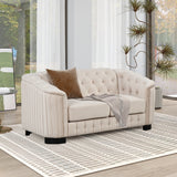 Modern 3-Piece Velvet Upholstered Living Room Set Including Sofa, Love Seat and Chair, Beige