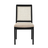 Modern Solid Wood Dining Chair With Rattan Inset Back (Set of 2)