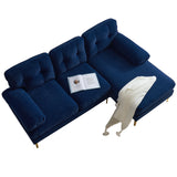 83" Modern Velvet Sofa Chaise - Blue