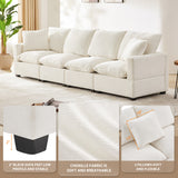 Modern Chenille  Modular Sofa with 2 Pillows - White