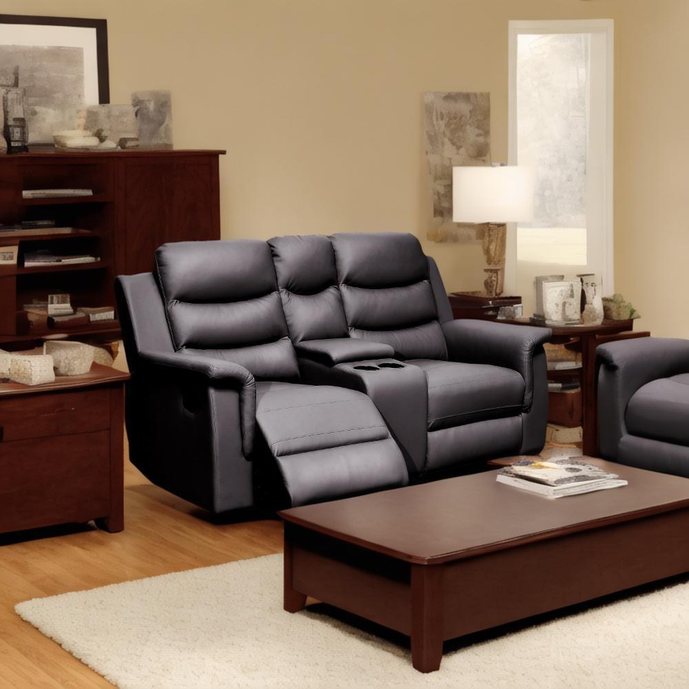 Reclining Loveseat With Middle Console - Black