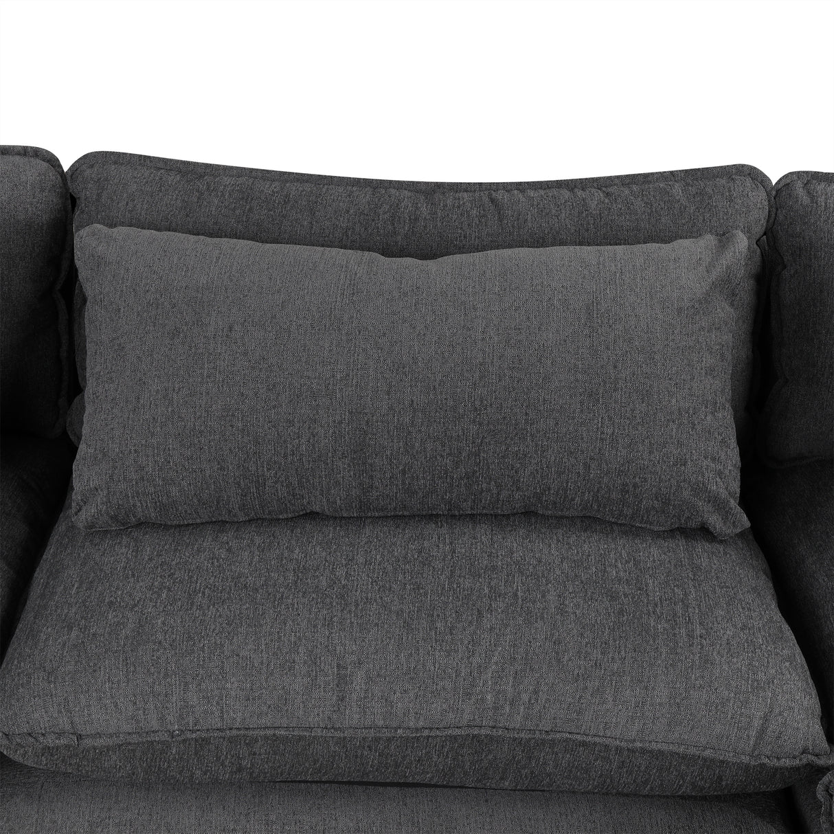 128" Chenille Cloud Sofa with Ottoman, Charging Ports and Three Back Pillows - Grey