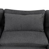 128" Chenille Cloud Sofa with Ottoman, Charging Ports and Three Back Pillows - Grey