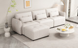 113.3" Modular Sectional Sofa with Ottoman and USB and USB-C Ports - Beige