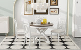 TREXM 5-Piece Dining Set with Butterfly Leaf and 4 Upholstered Chairs (Brown+Antique White)