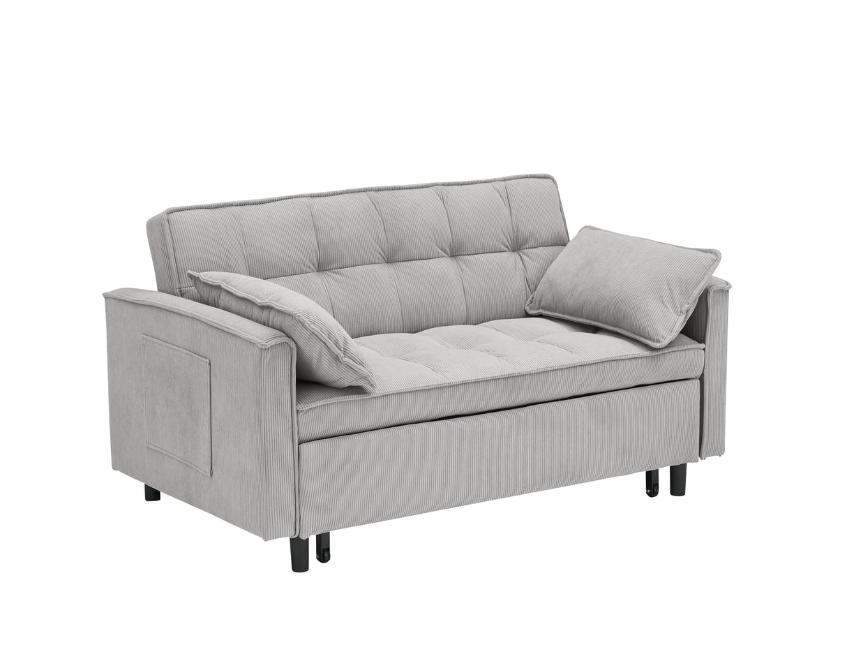 54.30-inch Love Seat with pull out bed - light grey