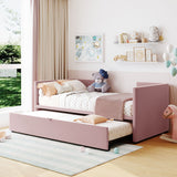 Twin Size Upholstered Daybed With Pop Up Trundle