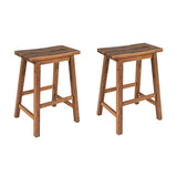 Rustic 3-piece 45" Stationary Kitchen Island Set with 2 Stools and 2 Open Shelves - Walnut + Off White