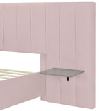 Full Size Upholstered Platform Bed with Tall Headboard, Pink