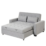 66.5" Upholstered Loveseat With Pull Out Bed, Two Throw Pillows, Dual USB Charging Port and Adjustable Backrest - Light Gray