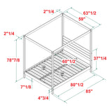 Queen Canopy Bed Frame Modern Minimalist Boho - Natural Pine