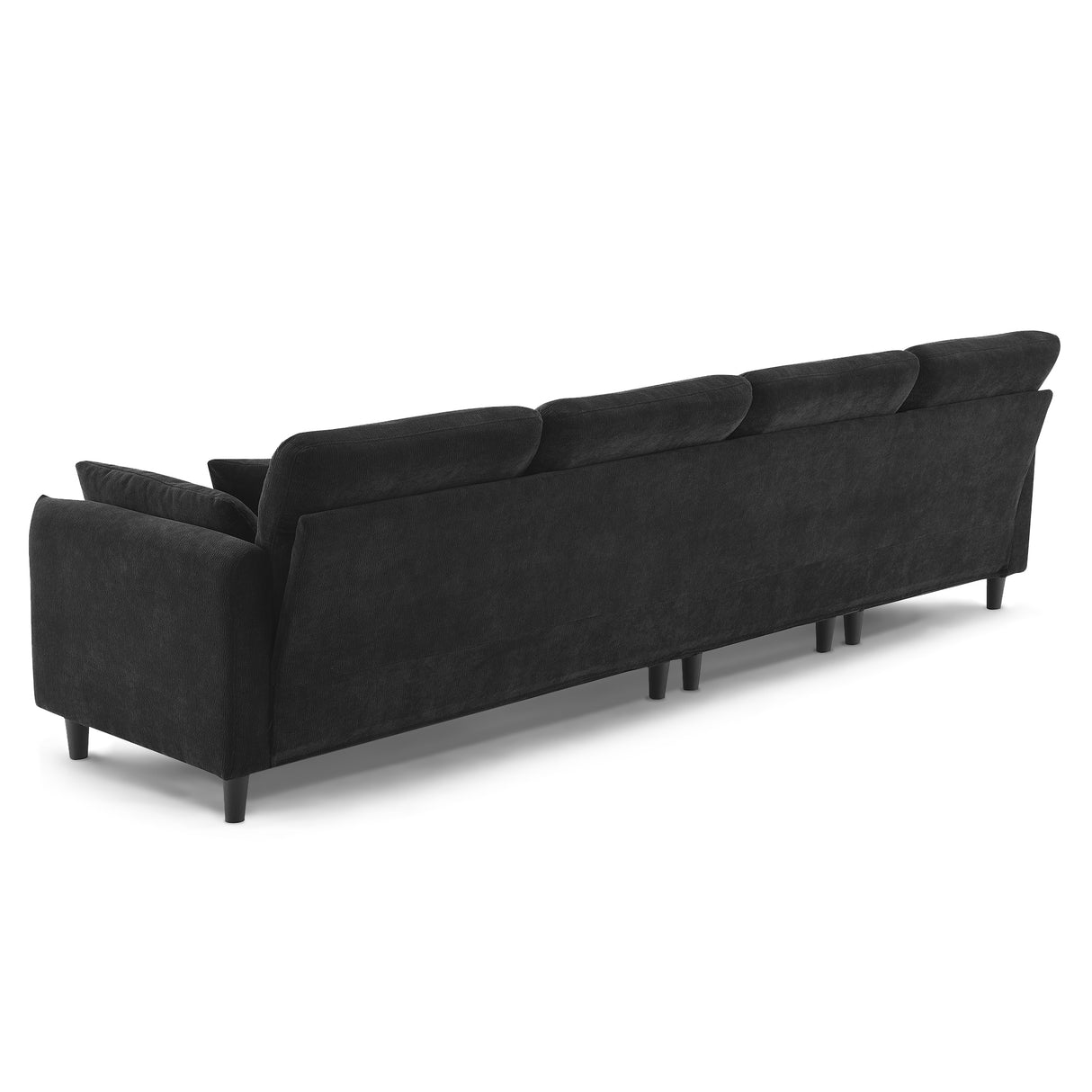 Modern Convertible Sectional Sofa with Pillows and Ottoman - Black