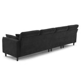 Modern Convertible Sectional Sofa with Pillows and Ottoman - Black