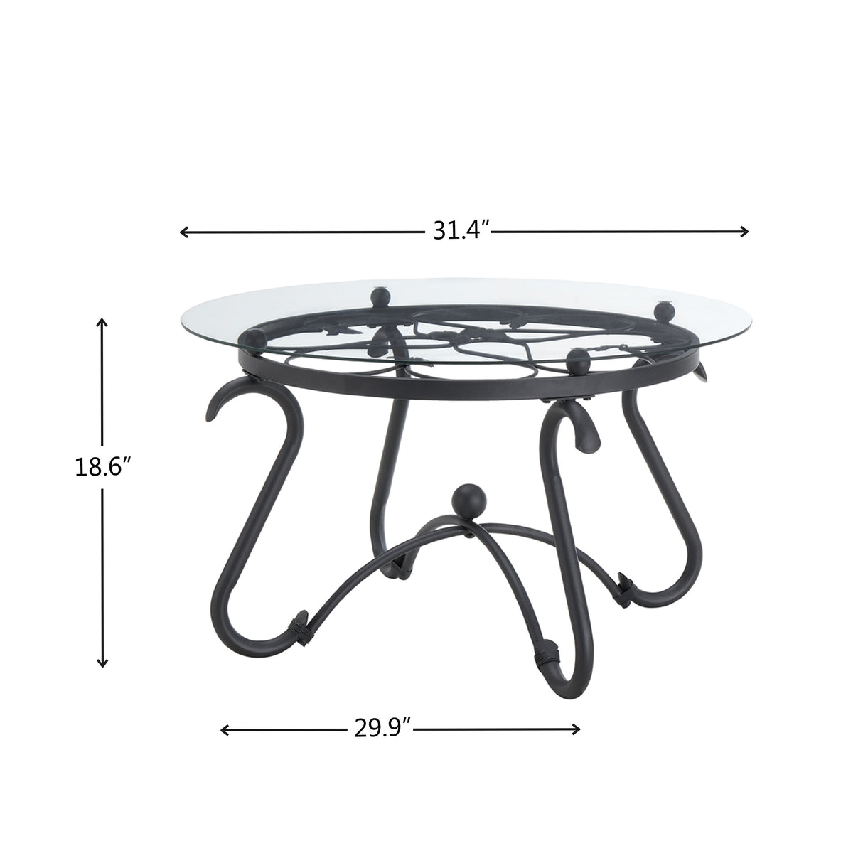 2 Piece Tempered Glass Coffee Table and Side table - Black