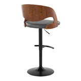 Pino - Mid Century Modern Adjustable Barstool With Swivel With Rounded T Footrest (Set of 2)