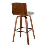 Vasari - Mid Century Modern Fixed Height Barstool With Swivel With Square Footrest (Set of 2)