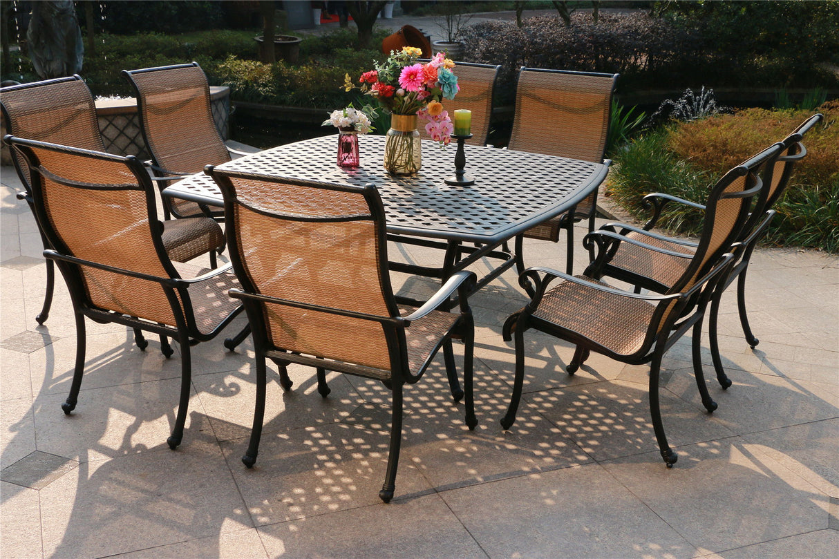 Square 63.98" Long Aluminum Dining Set