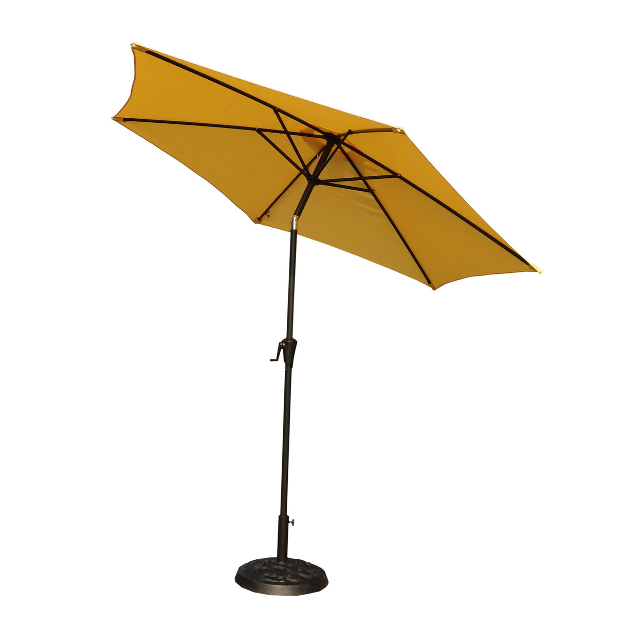 8.8' Outdoor Aluminum Patio Umbrella, Market Umbrella With 33 Pounds Round Resin Umbrella Base Lift