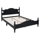 Full Size Wood Platform Bed With Slat Support, Black