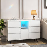 Accent Cabinet With Storage With LED Light - White