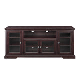 Transitional Classic 70" TV Stand For 80" TVs With 4 Glass Doors