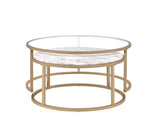 Shanish - Engineered Stone Top Nesting Table Set - Gold