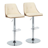 Gianna - Mid Century Modern Adjustable Barstool With Swivel With Oval Footrest (Set of 2)