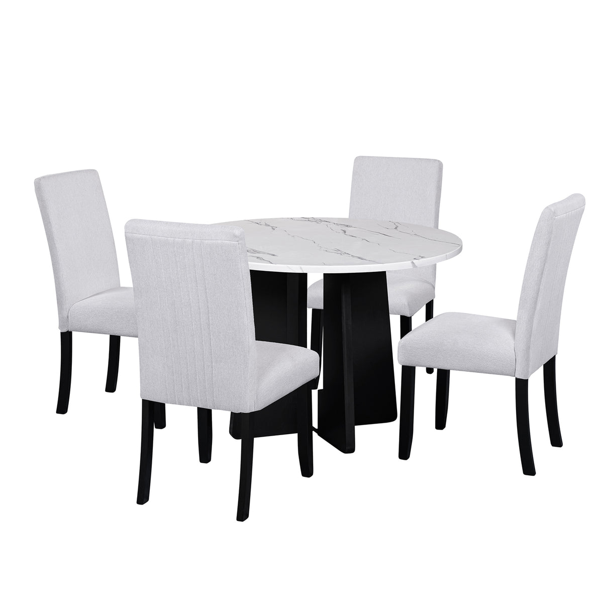 5-Piece Faux Marble Round Dining Table set