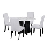 5-Piece Faux Marble Round Dining Table set