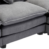 112.2" Chenille Upholstered Sofa with Ottoman and 5 Pillows - Gray