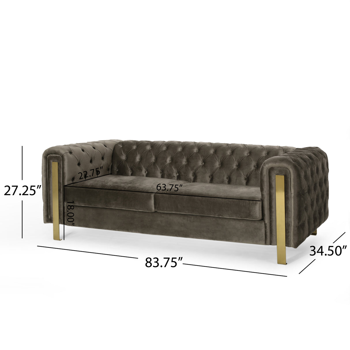 Mirod Sofa with Tufted Back and Arm - Gray