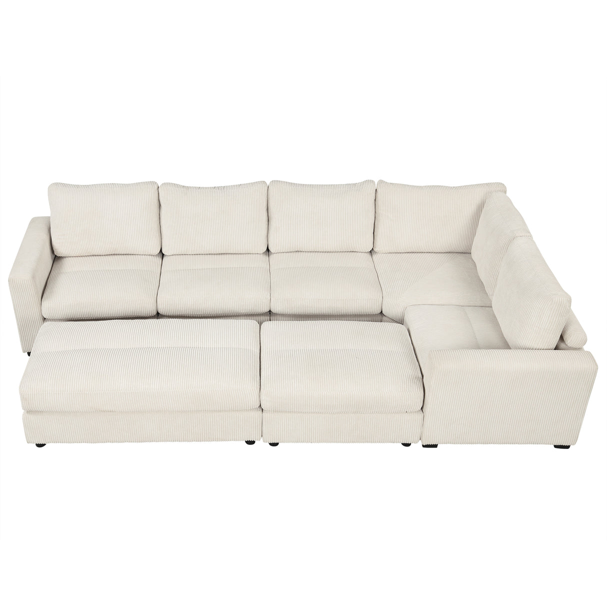 121.3" Modular Sectional Sofa with Two Movable Ottomans,  Beige