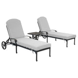 Reclining Chaise Lounge Set With Cushion And Table - Metal