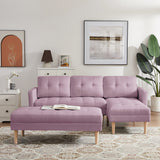 Sofa Chaise with Ottoman - Pink