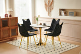 5 Pieces Dining Set, Table Metal Leg Mid-Century Dining Table For 4 - 6 People With MDF Table Top, Pedestal Dining Table, End Table Leisure Coffee Table - Gold / Black