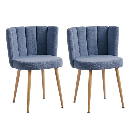 Modern Dining Chair (Set of 2) With Iron Tube Wood Color Legs, Shorthair Cushions And Comfortable Backrest, Suitable For Dining Room, Living Room, Cafe, Simple Structure