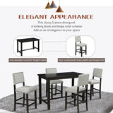 5 Piece Counter Height Dining Set, Table And 4 Chairs - Espresso / Beige