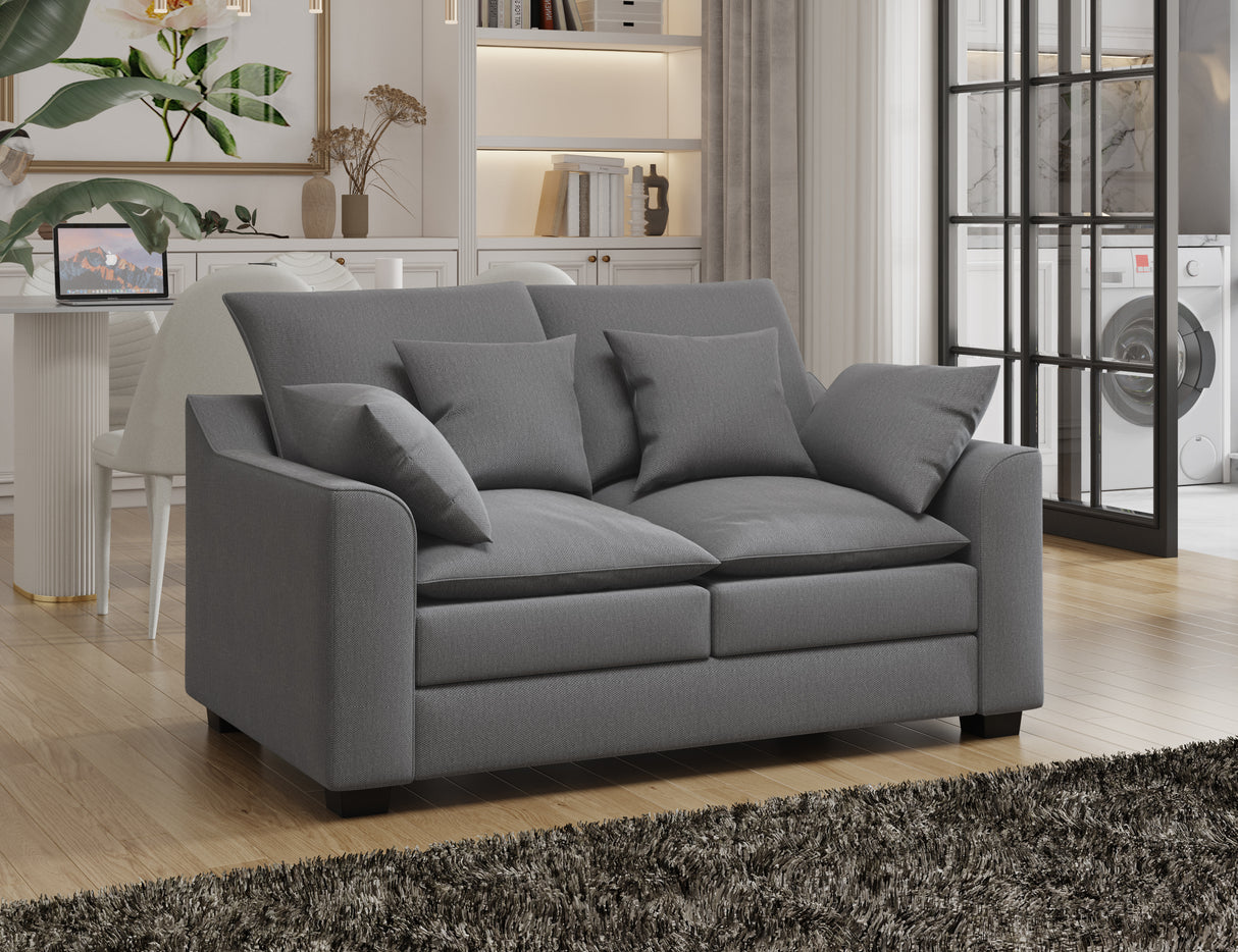 2 Piece Living Room Set Including Sofa and Love seat with Pillows - Grey