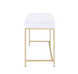 Ottey - High Gloss Gold Writing Desk - White