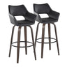 Mustang - Contemporary Fixed Height Barstool With Swivel With Round Footrest (Set of 2)