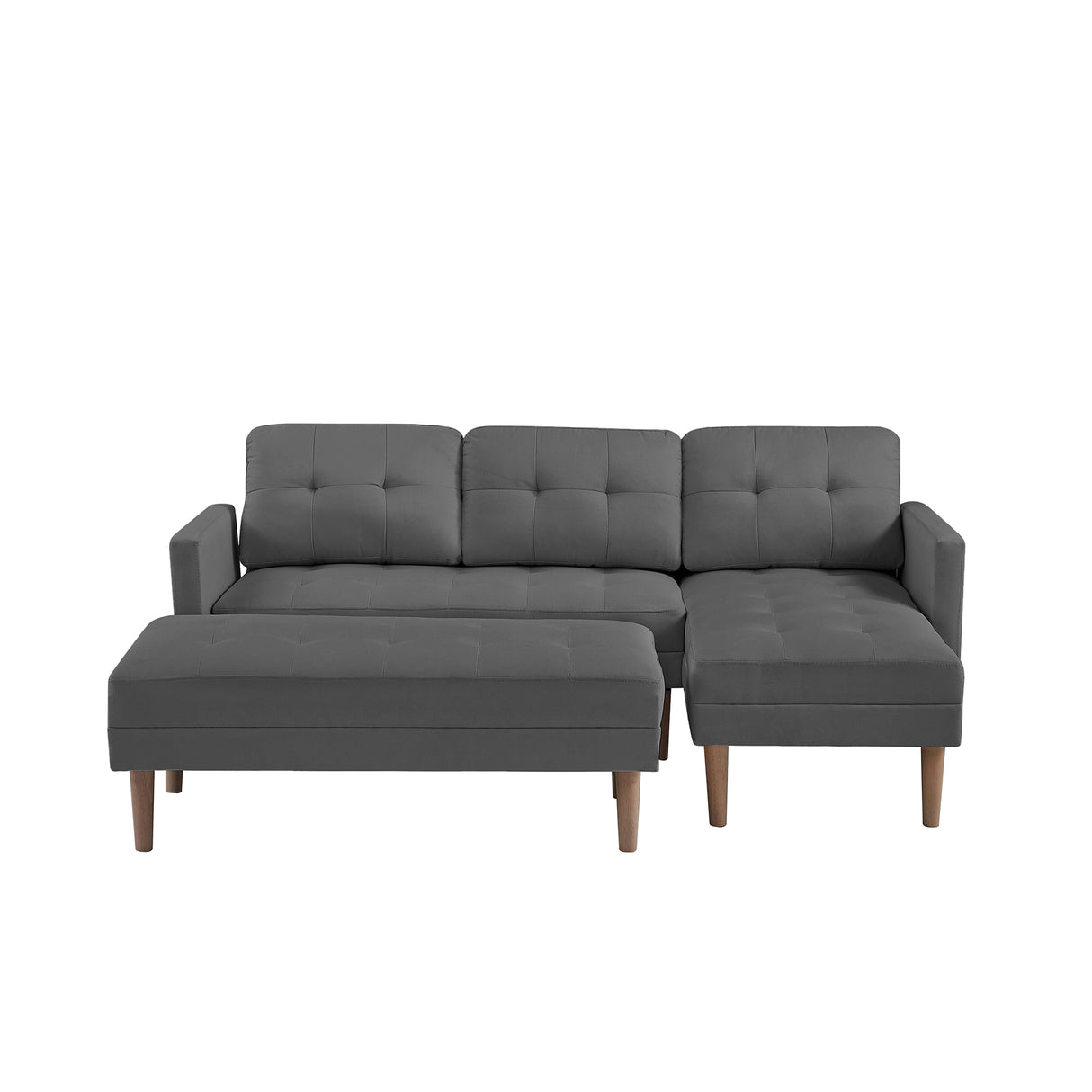 Sofa Chaise with Ottoman - Gray