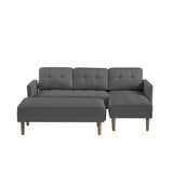 Sofa Chaise with Ottoman - Gray