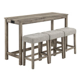 Bar Table Set with Power Outlet and 4 Stools - Grayge