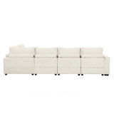 121.3" Modular Sectional Sofa with Two Movable Ottomans,  Beige