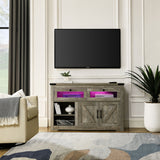 TV Stand With Built-In LED Lights, 2 Drawers And Adjustable Shelves - Cement Gray