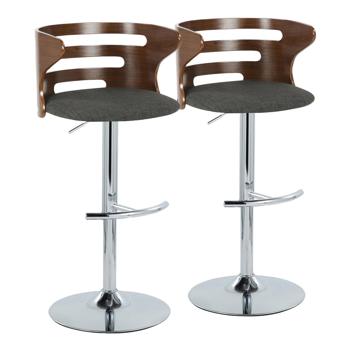 Cosi - Mid Century Modern Adjustable Barstool With Swivel & Rounded T Footrest (Set of 2)